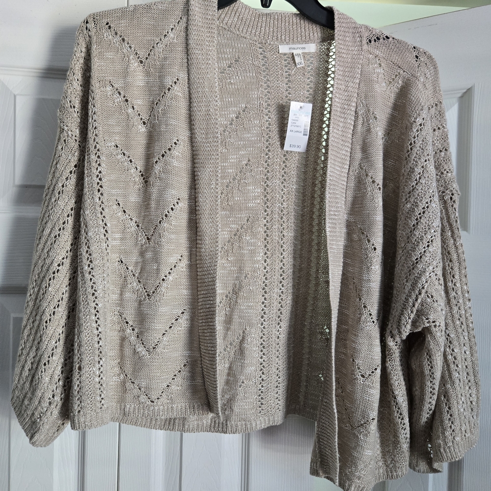 NWT Maurices Taupe Open-Front Cardigan